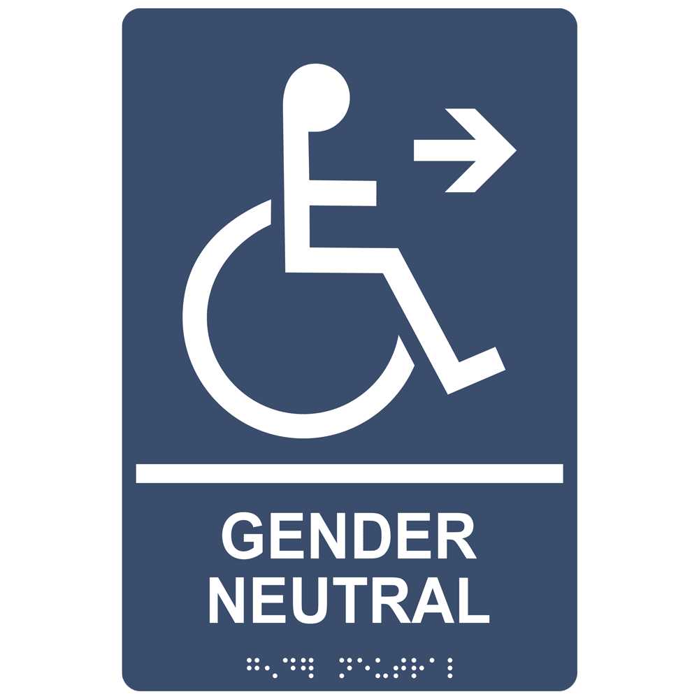 Portrait ADA Gender Neutral Sign With Symbol RRE-35212-WHTonNavy