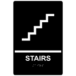 ADA Stairs Braille Sign RRE-220_WHTonBLK Wayfinding
