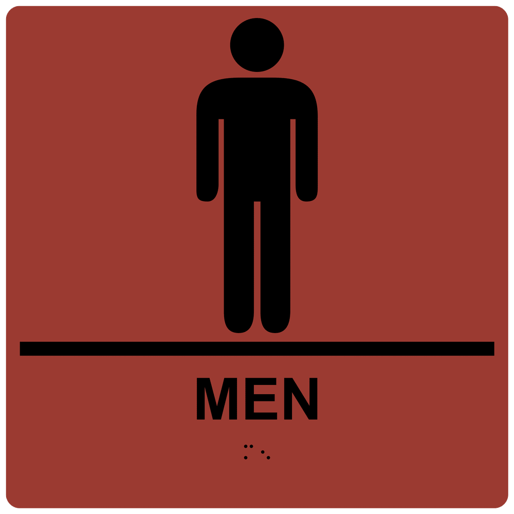 Men Sign Red ADA Men Braille Sign RRE-145-99_BLKonCanyon Mens / Boys