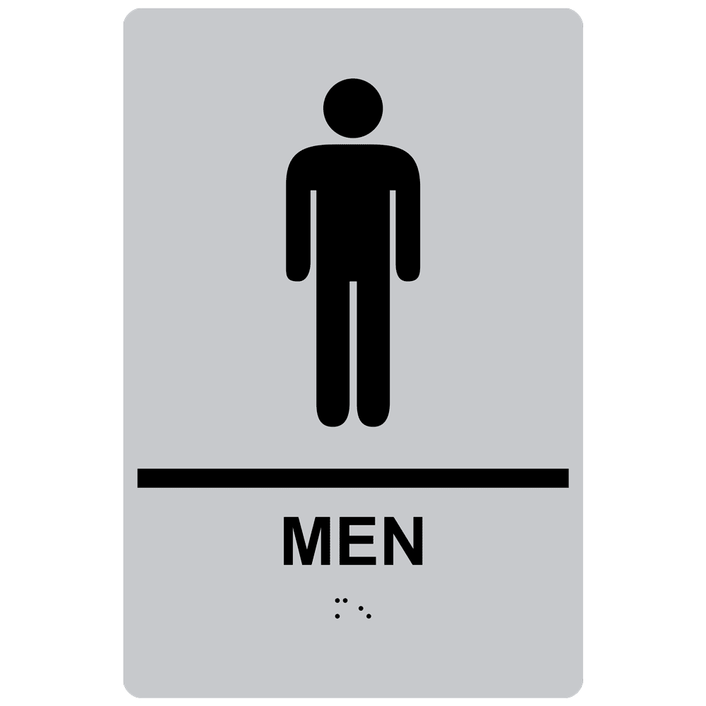 ADA Men Braille Sign RRE-145_BLKonSLVR Mens / Boys