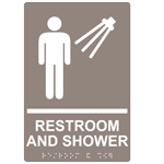 ADA Restroom With Symbol Braille Sign RRE-14821_WHTonTaupe Mens / Boys