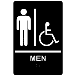 ADA Men Braille Sign RRE-150_WHTonBLK Mens / Boys