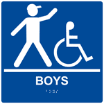 ADA Boys Braille Sign With Symbol RRE-160-99_WHTonBLU Mens / Boys