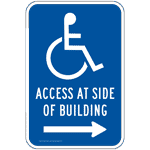 ADA Access At Side Of Building Sign PKE-20705 Parking Handicapped