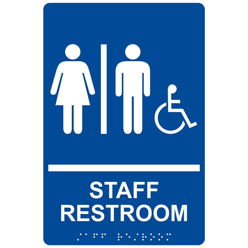 ADA Staff Restroom With Symbol Braille Sign RRE-14834_WHTonBLU