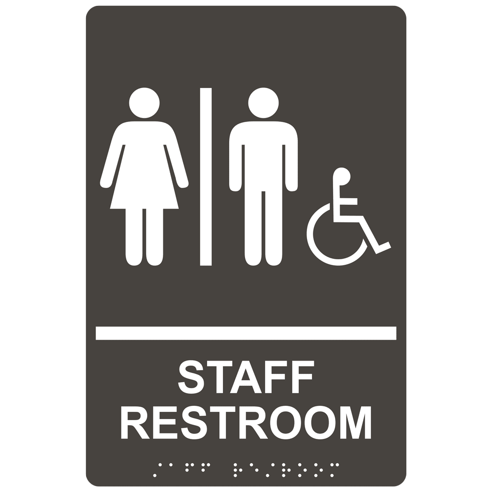 ADA Staff Restroom With Symbol Braille Sign RRE-14834_WHTonCHGRY