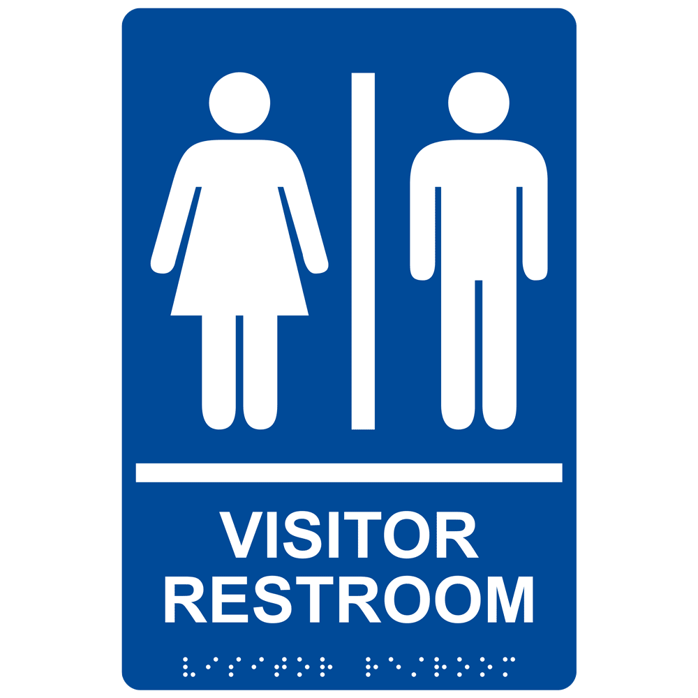 ADA Visitor Restroom With Symbol Braille Sign RRE14852_WHTonBLU