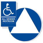 California Title 24 All Gender Restroom Sign Set RRE-35205_DCT_T24Set_WHTonBLU