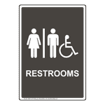 Portrait Restrooms Sign With Symbol RREP-7015-WHTonCHGRY Restrooms