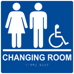 ADA Changing Room Braille Sign RRE-14775-99_WHTonBLU Wayfinding