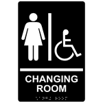 ADA Womens Changing Room Braille Sign RRE-14777_WHTonBLK Wayfinding