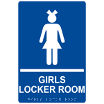 ADA Girls Locker Room Braille Sign RRE-14801_WHTonBLU Wayfinding