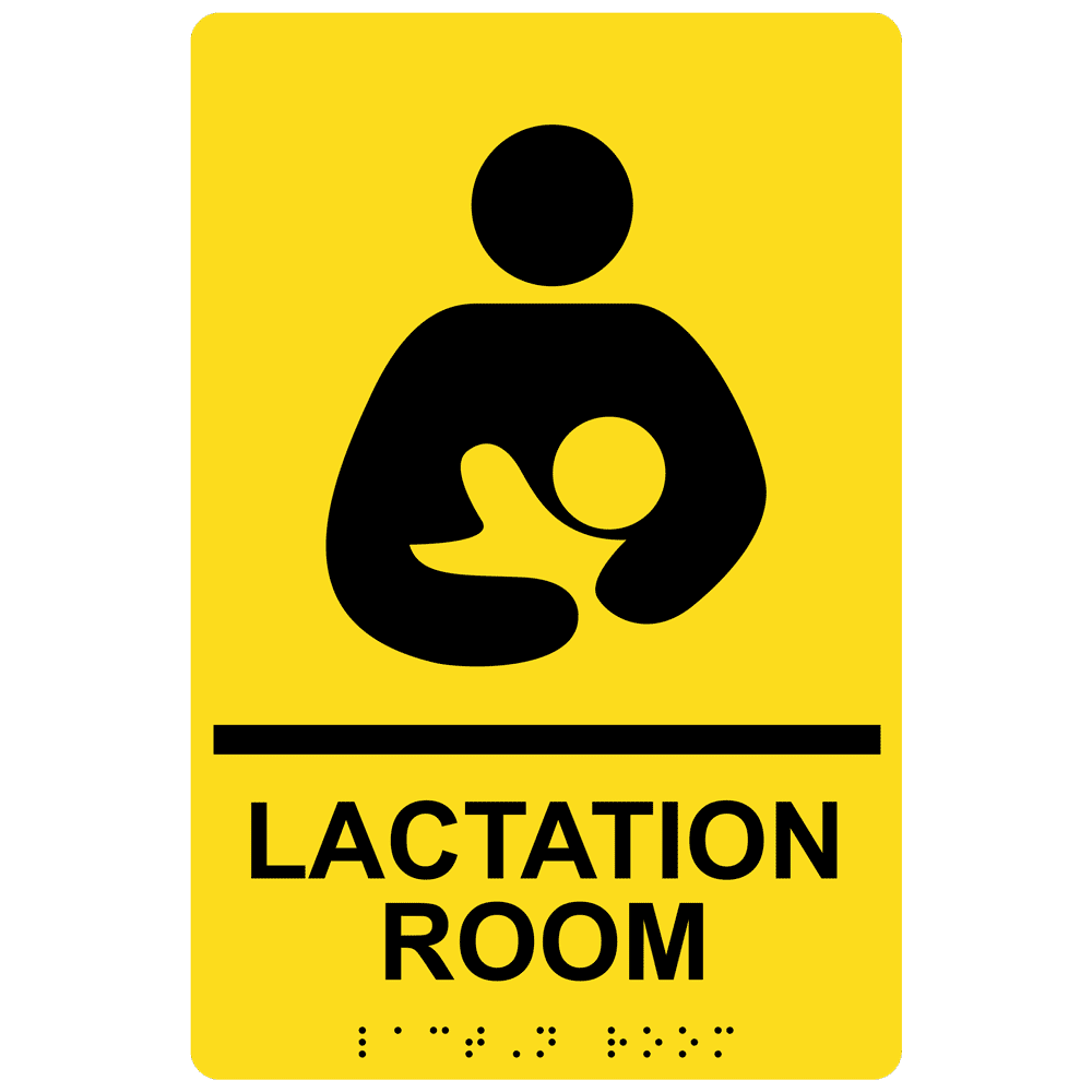ADA Braille Lactation Room Sign with Symbol RRE37151BLKonYLW