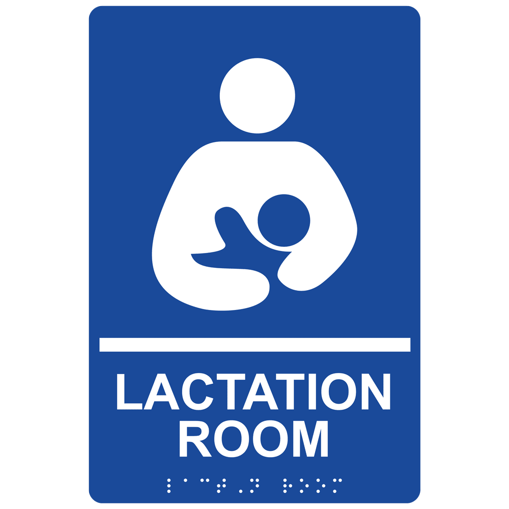 Blue ADA Braille Lactation Room Sign With Symbol