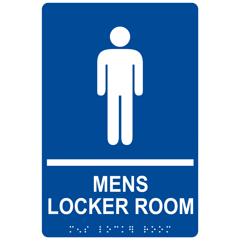 ADA Mens Locker Room Braille Sign RRE-690_WHTonBLU Wayfinding