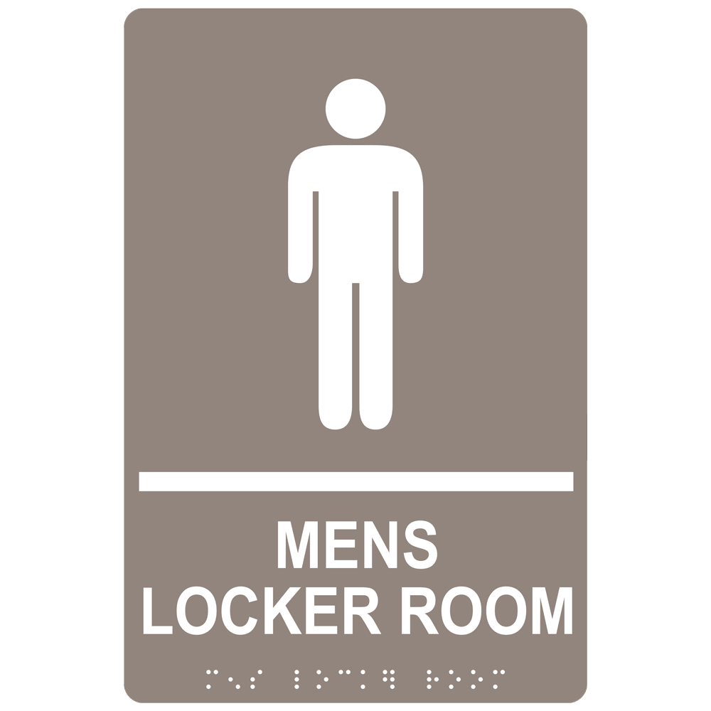 ADA Mens Locker Room Braille Sign RRE-690_WHTonTaupe Wayfinding