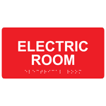 ADA Electric Room Braille Sign RSME-301_WHTonRed