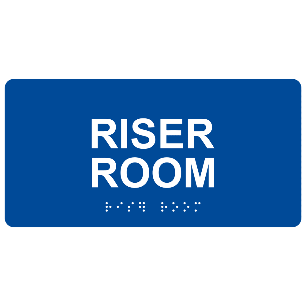 Blue ADA Braille Riser Room Sign with Tactile Text - RSME-551_White_on_Blue