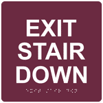 ADA Exit Stair Down (Braille = Exit Stair Down) Sign RRE-670_WHTonBRG