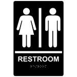 ADA Restroom With Symbol Braille Sign RRE-110_WHTonBLK Restrooms