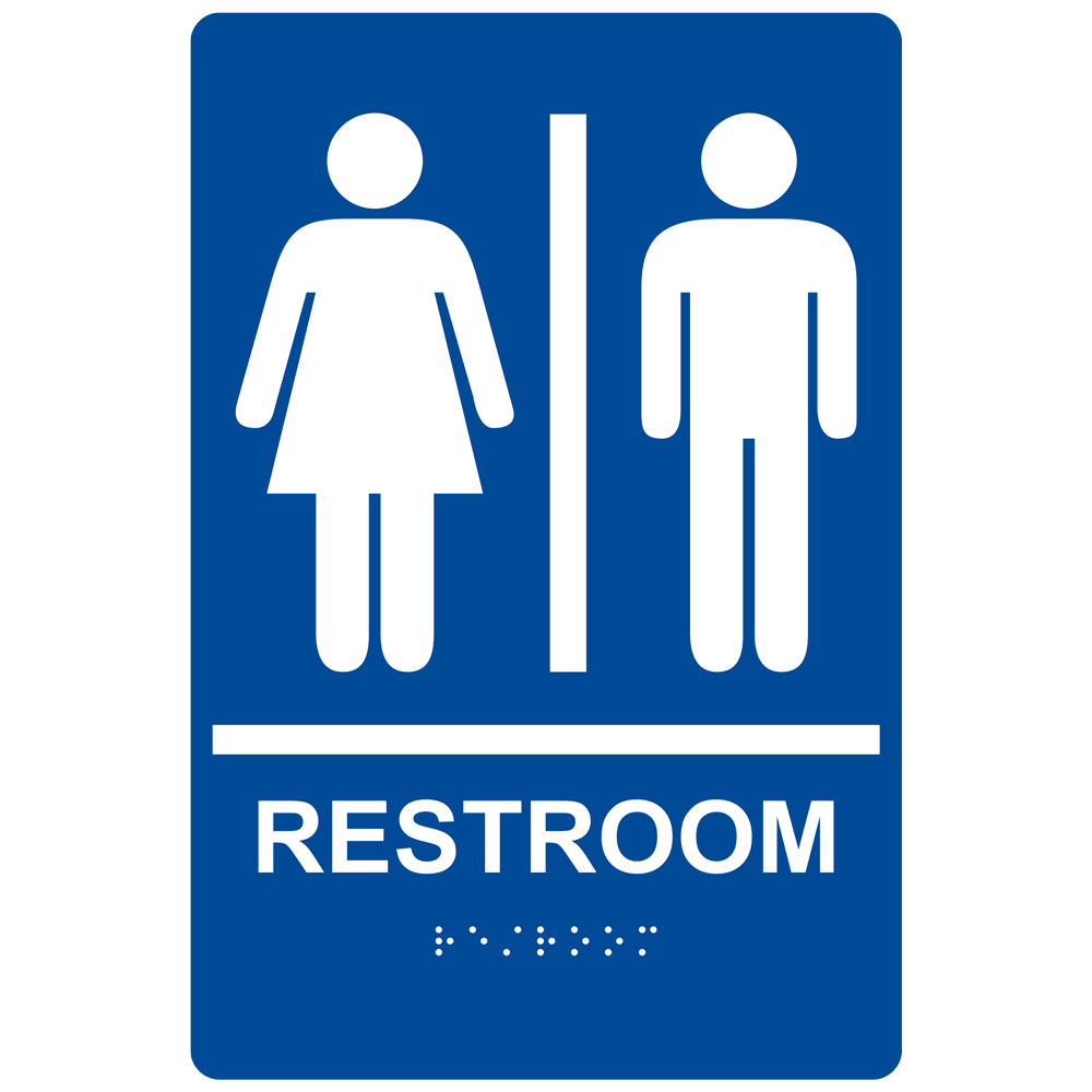 California Men Accessible Restroom Door Sign 3 Units Blue/White 