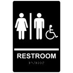 ADA Restroom With Symbol Braille Sign RRE-120_WHTonBLK Restrooms