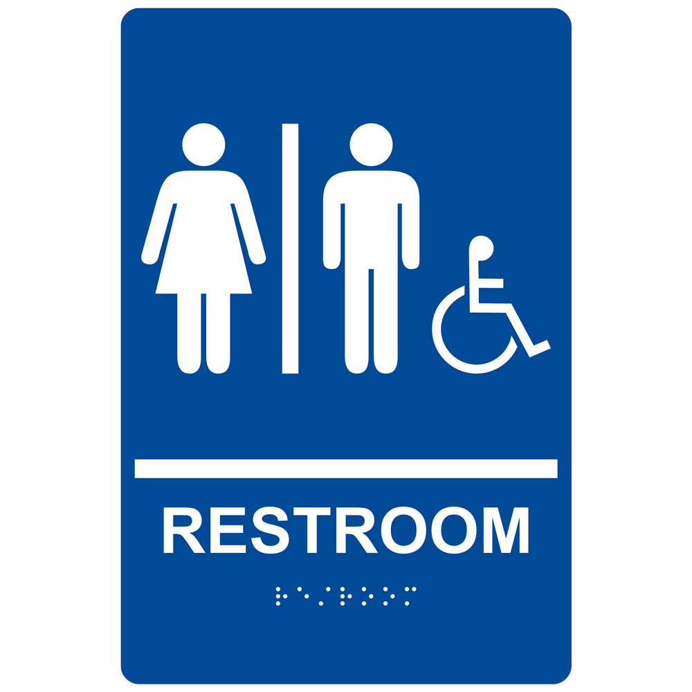 Unisex Accessible Toilet Sign MFDT-BLUE Braille Signs 