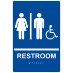 ADA Restroom With Symbol Braille Sign RRE-120_WHTonBLU Restrooms