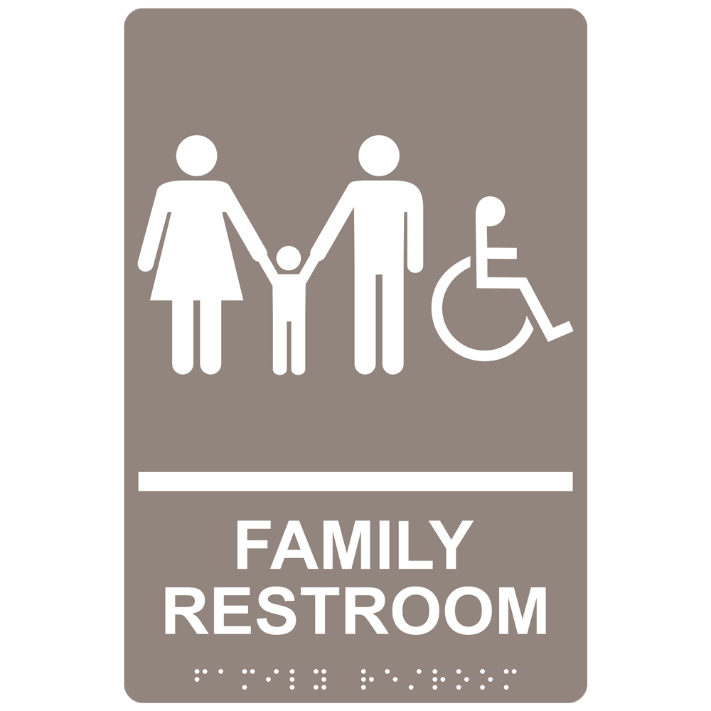 ADA Family Restroom Braille Sign RRE-170_WHTonTaupe Restrooms