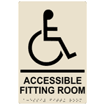 ADA Accessible Fitting Room Braille Sign RRE-19949_BLKonAlmond
