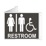 Restroom Sign With Symbol RRE-7030Tri-WHTonCHGRY Restrooms