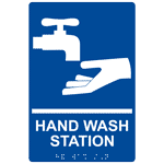 ADA Hand Wash Station Braille Sign RRE-998_WHTonBLU Hand Washing