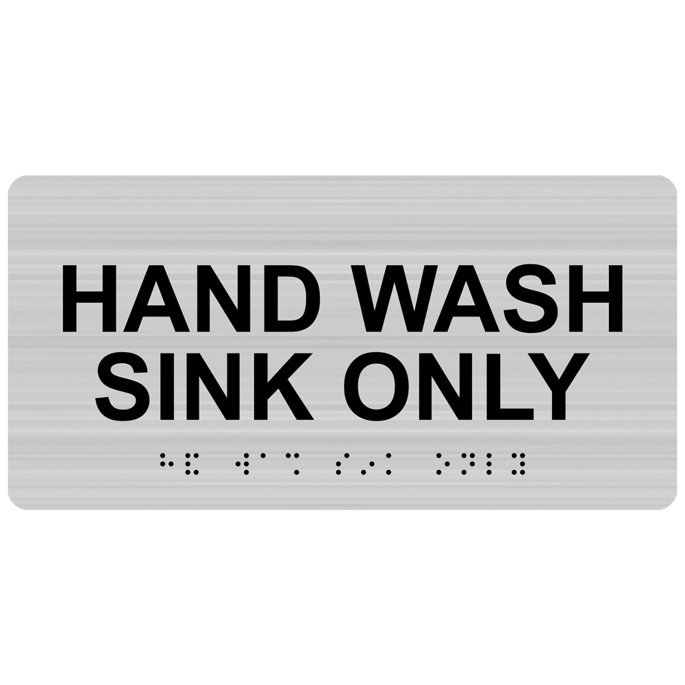 ADA Hand Wash Sink Only (Braille = Sign RSME-367_BLKonBRSLVR