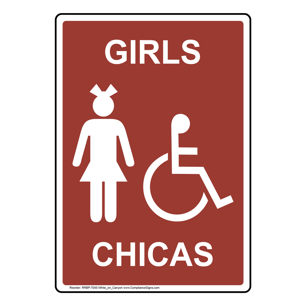 Girls - Chicas Sign With Symbol RRBP-7045-WHTonCanyon Restrooms