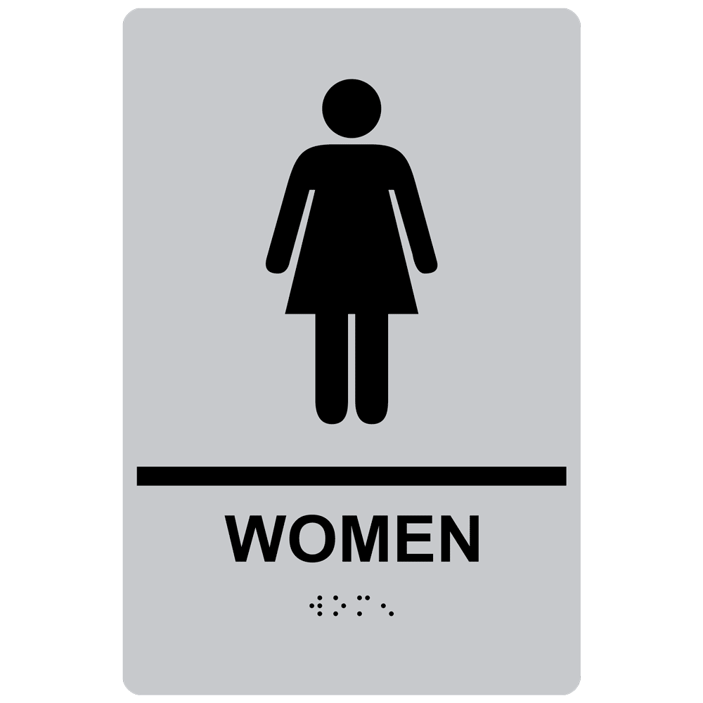 ADA Women With Symbol Braille Sign RRE-125_BLKonSLVR Womens / Girls