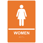 ADA Women With Symbol Braille Sign RRE-125_WHTonORNG Womens / Girls