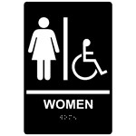 ADA Women With Symbol Braille Sign RRE-130_WHTonBLK Womens / Girls