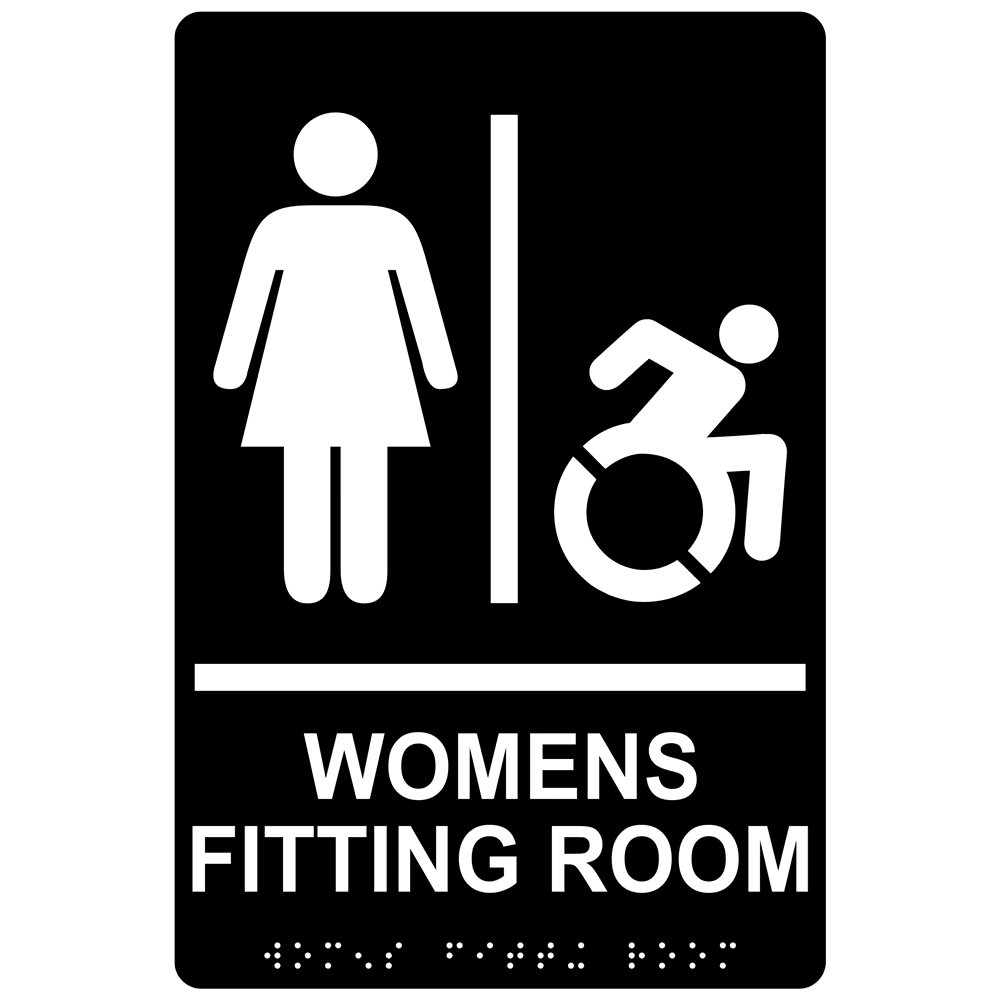 Womens Fitting Room Braille Sign With Dynamic Accessibility Symbol RRE ...