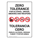 Zero Tolerance On This Property Bilingual Sign NHB-14101