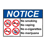 ANSI No Smoking No Vaping No E-Cigarettes Sign With Symbol ANE-39028