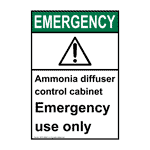 Portrait ANSI EMERGENCY Ammonia Sign With Symbol AEEP-26948