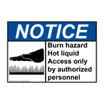 ANSI Burn Hazard Hot Liquid Access Sign With Symbol ANE-35141