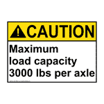 ANSI CAUTION Maximum Load Capacity 3000 Lbs Per Axle Sign ACE-26844
