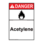 Portrait ANSI DANGER Acetylene Sign ADEP-1085 Hazmat Chemical