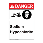 Portrait ANSI DANGER Sodium Hypochlorite Sign With Symbol ADEP-26932