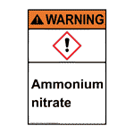 Portrait ANSI-GHS Ammonium Nitrate Sign With Symbol AWEP-37872