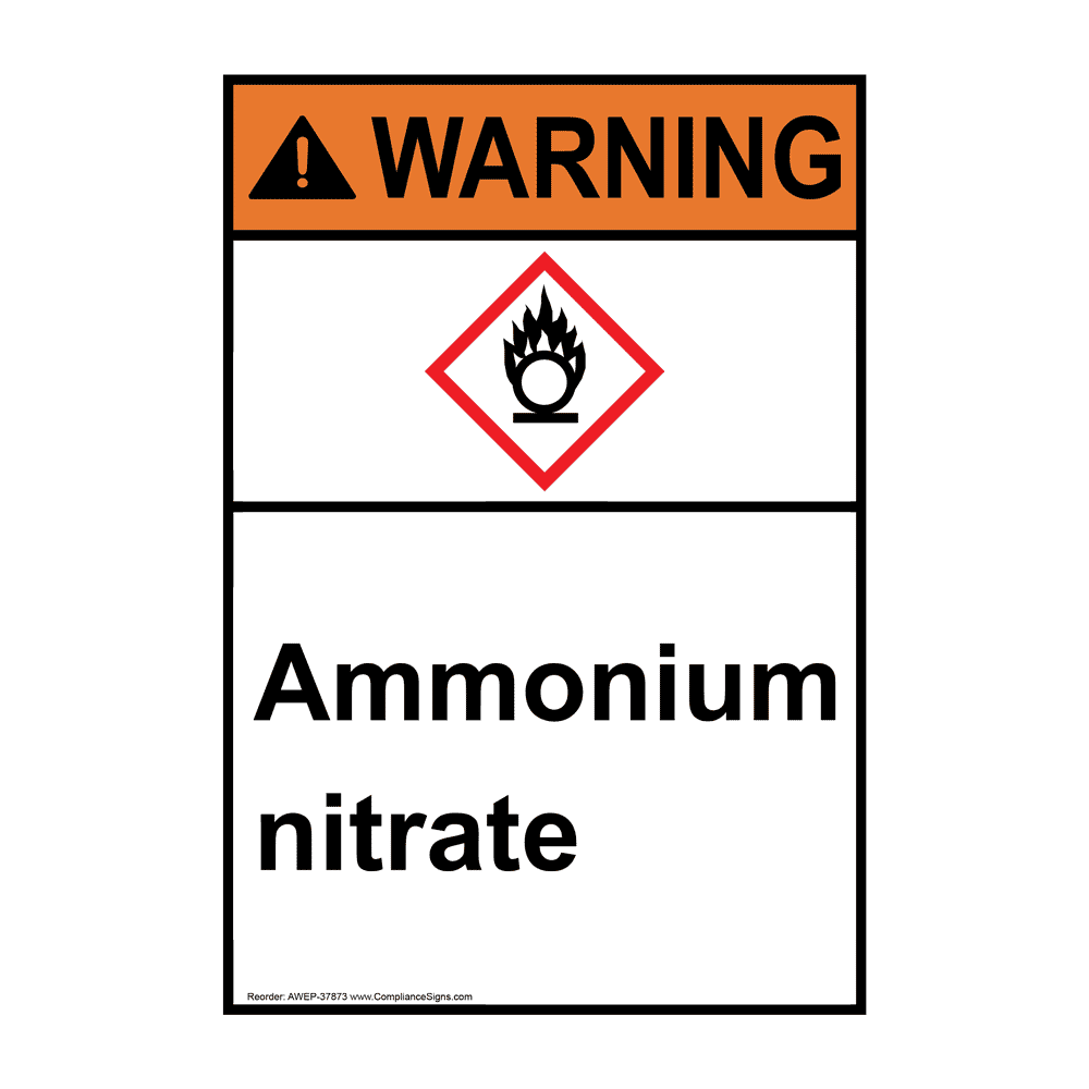 Vertical Hazmat Sign Or Label Ammonium Nitrate Ansi Ghs 4842