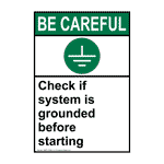 Portrait ANSI BE CAREFUL Check If Sign With Symbol ABEP-27686