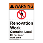 Portrait ANSI WARNING Renovation Work Contains Lead Sign AWEP-13024 Worksite