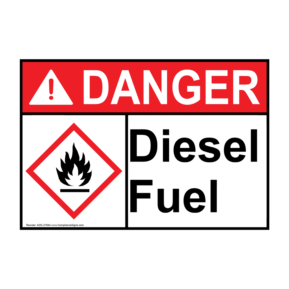 ANSI DANGER Diesel Fuel Sign With GHS Symbol ADE-27844, 54% OFF